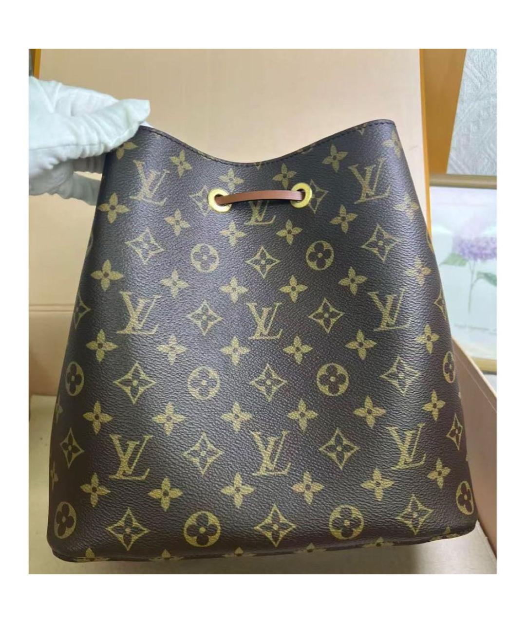 LOUIS VUITTON Коричневая кожаная сумка через плечо, фото 7
