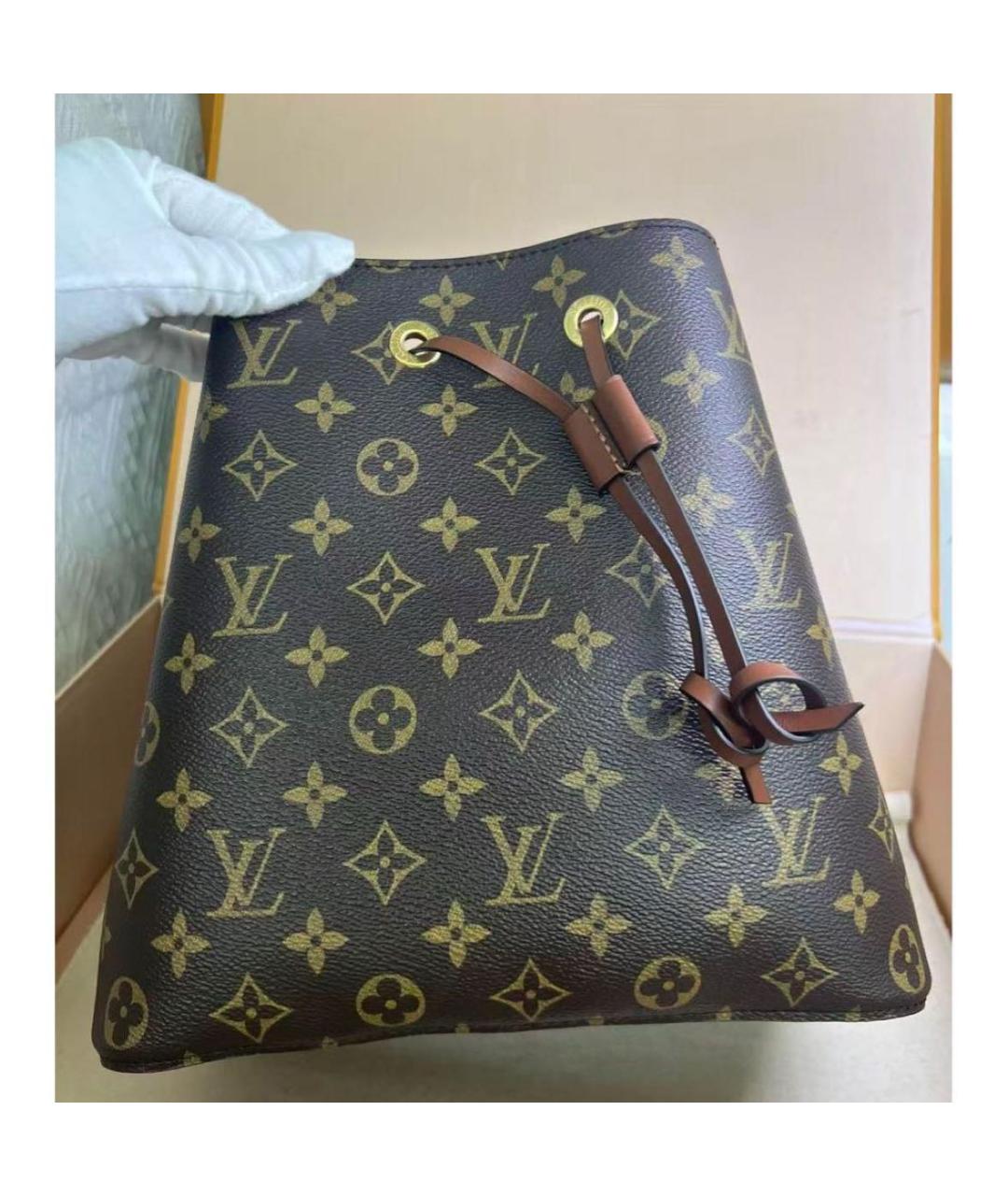 LOUIS VUITTON Коричневая кожаная сумка через плечо, фото 5