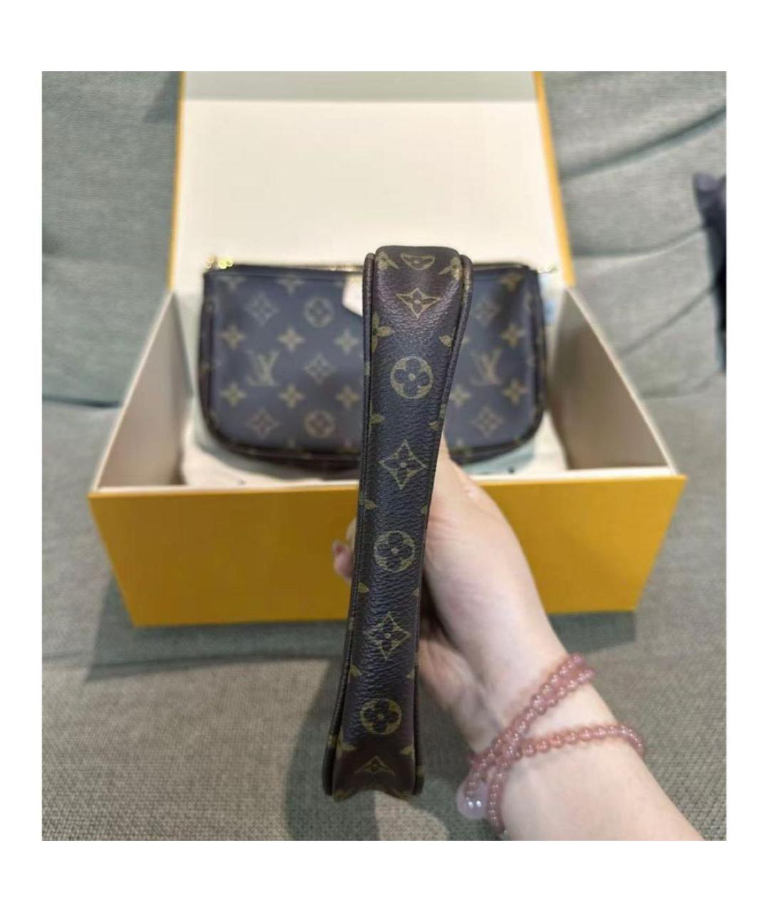 LOUIS VUITTON Коричневая кожаная сумка через плечо, фото 6