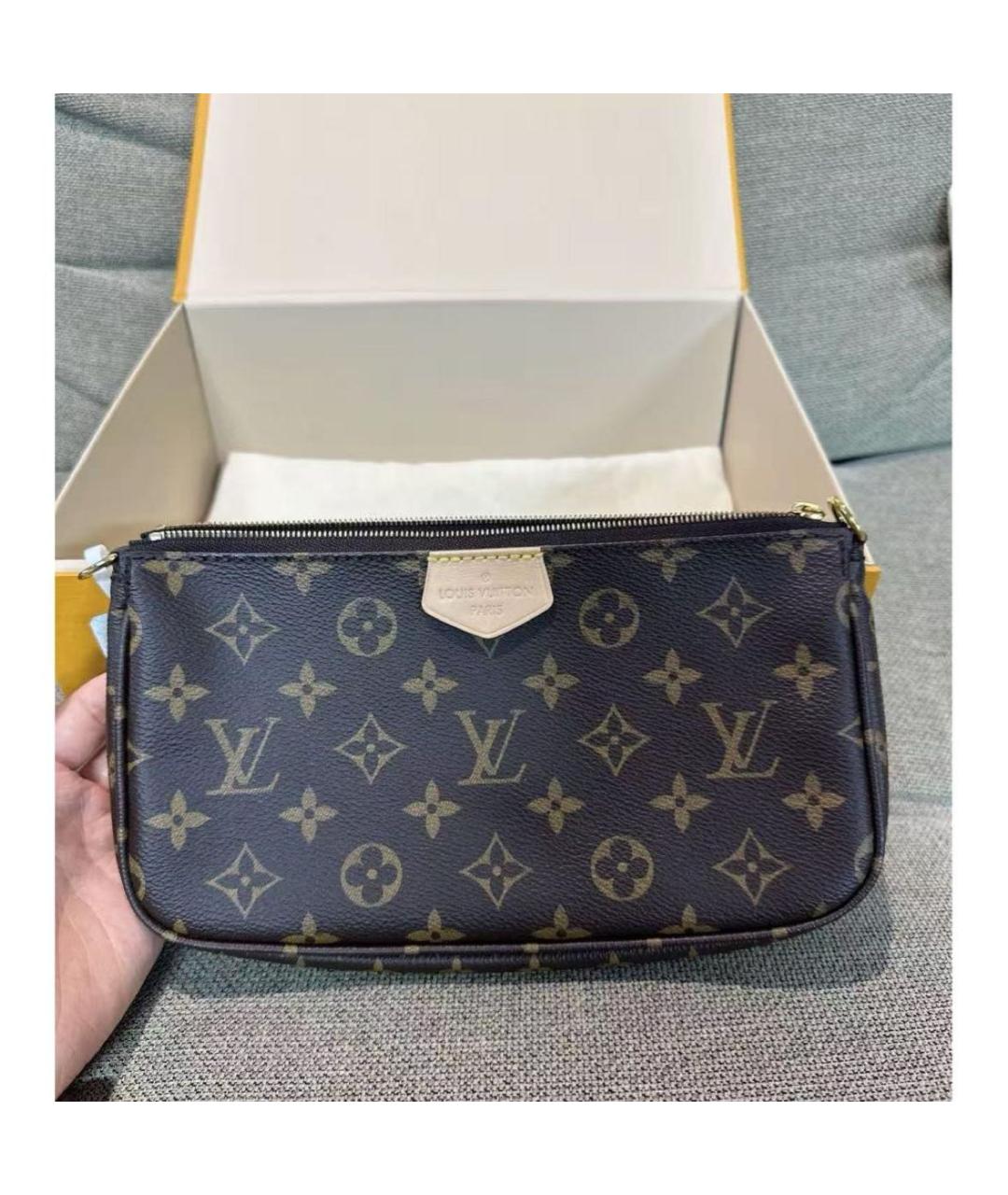 LOUIS VUITTON Коричневая кожаная сумка через плечо, фото 7