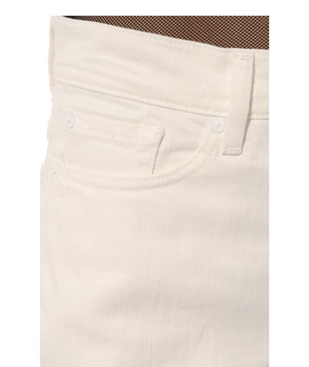 7 FOR ALL MANKIND Белые хлопко-эластановые джинсы клеш, фото 4