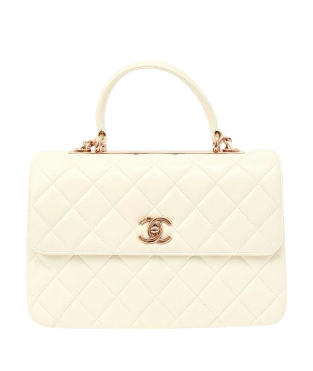 CHANEL Бежевая кожаная сумка с короткими ручками, фото 1