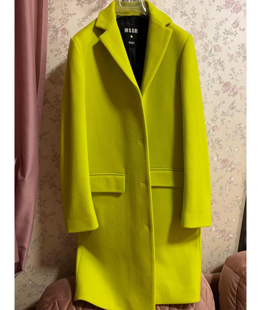 MSGM Желтое шерстяное пальто, фото 9