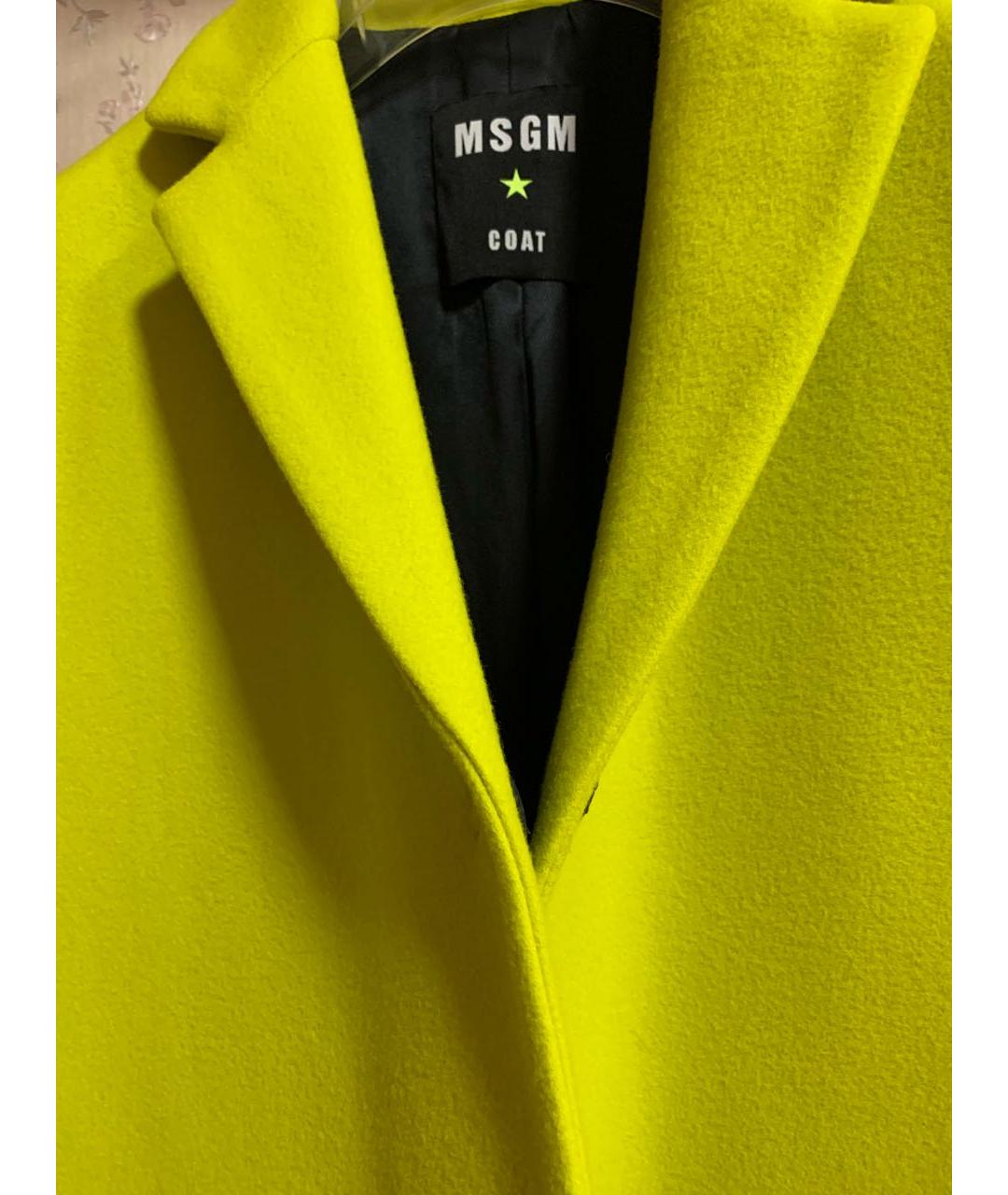 MSGM Желтое шерстяное пальто, фото 3