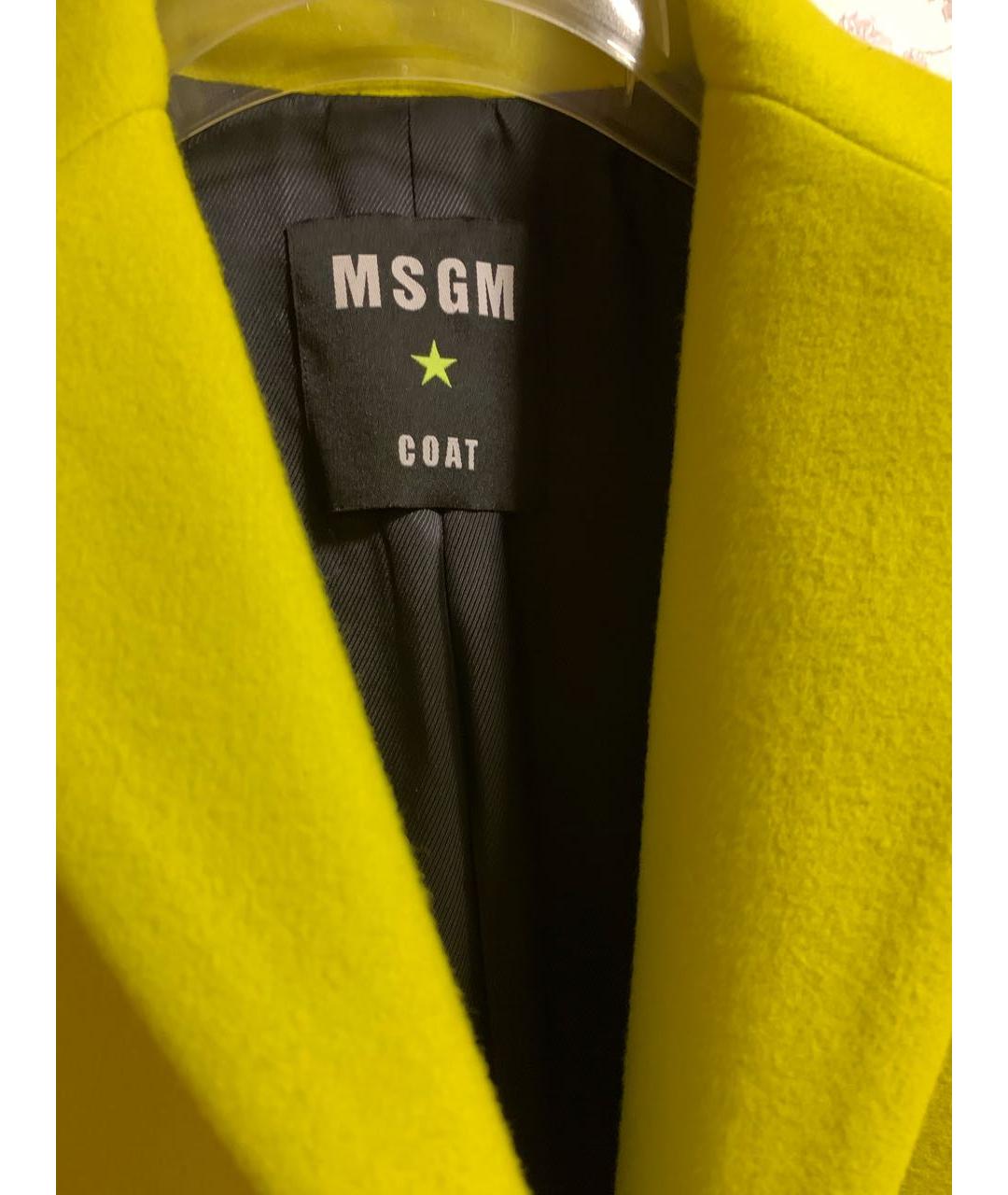MSGM Желтое шерстяное пальто, фото 8