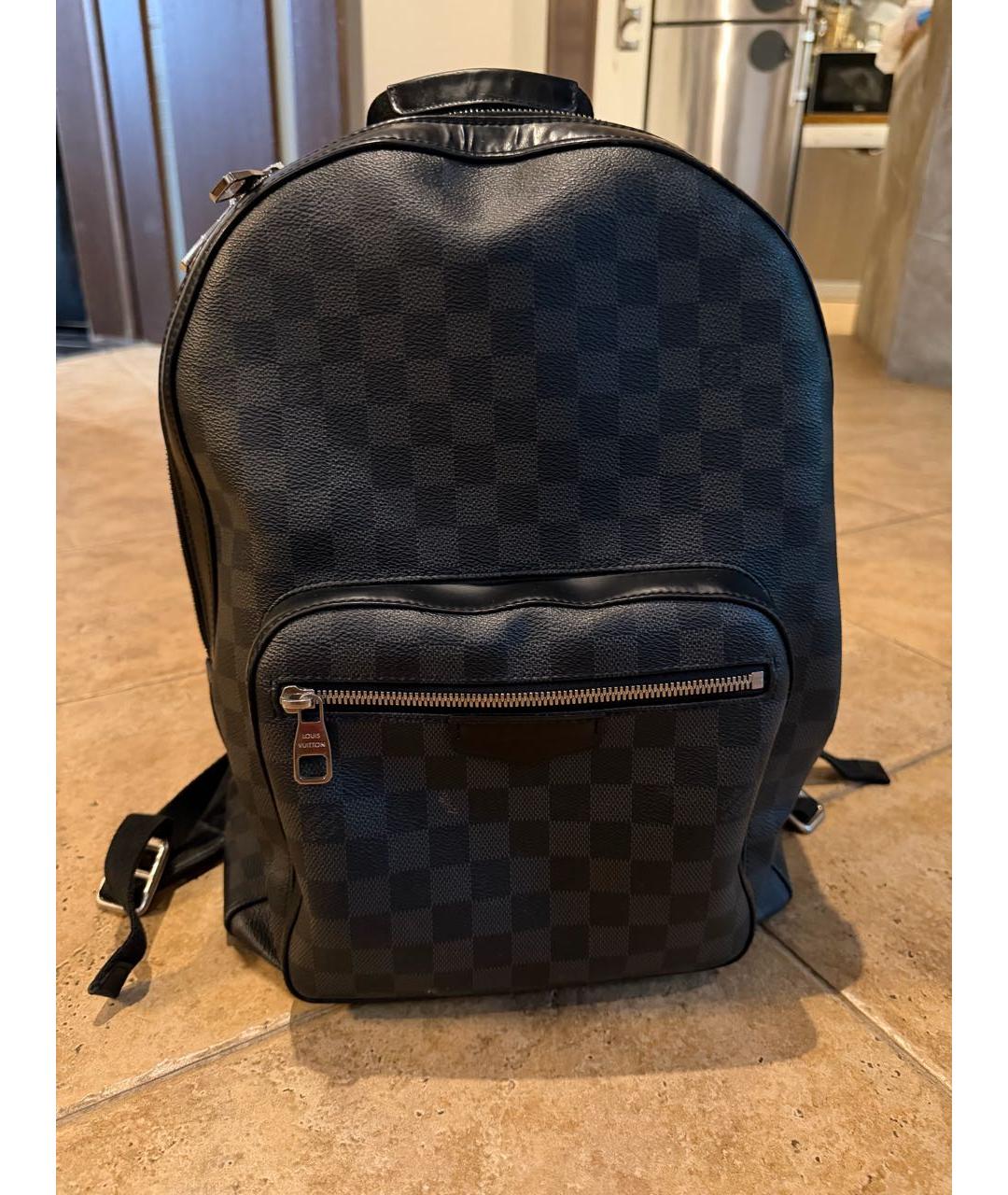 LOUIS VUITTON Черный канва рюкзак, фото 5