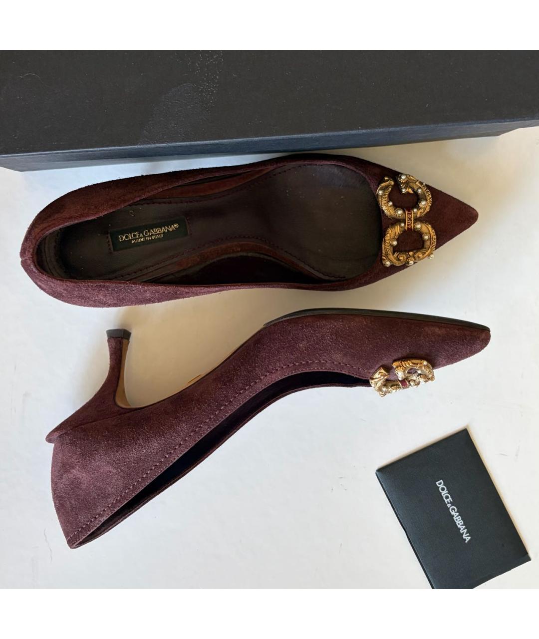 DOLCE&GABBANA Бордовые замшевые туфли, фото 7