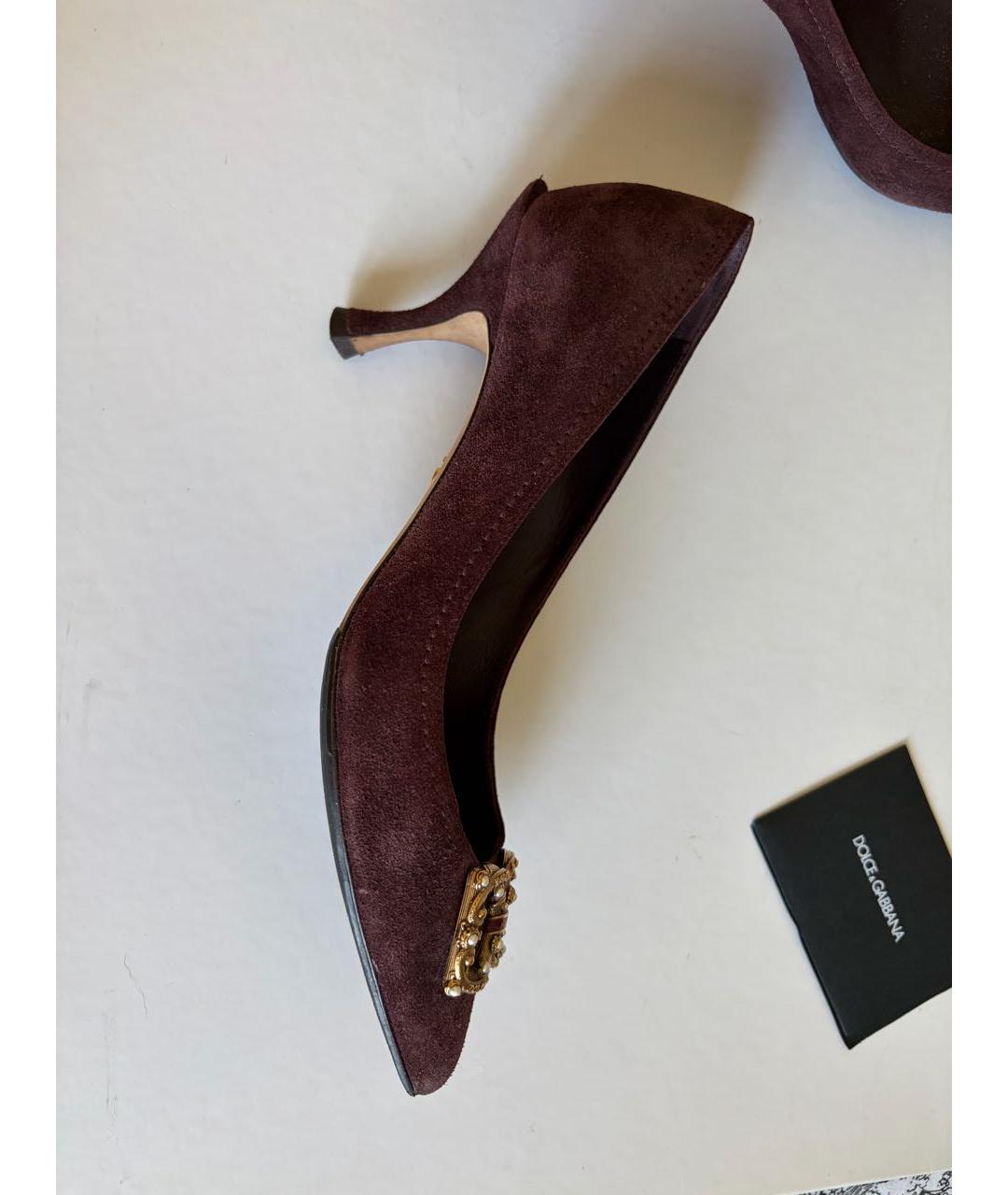 DOLCE&GABBANA Бордовые замшевые туфли, фото 2