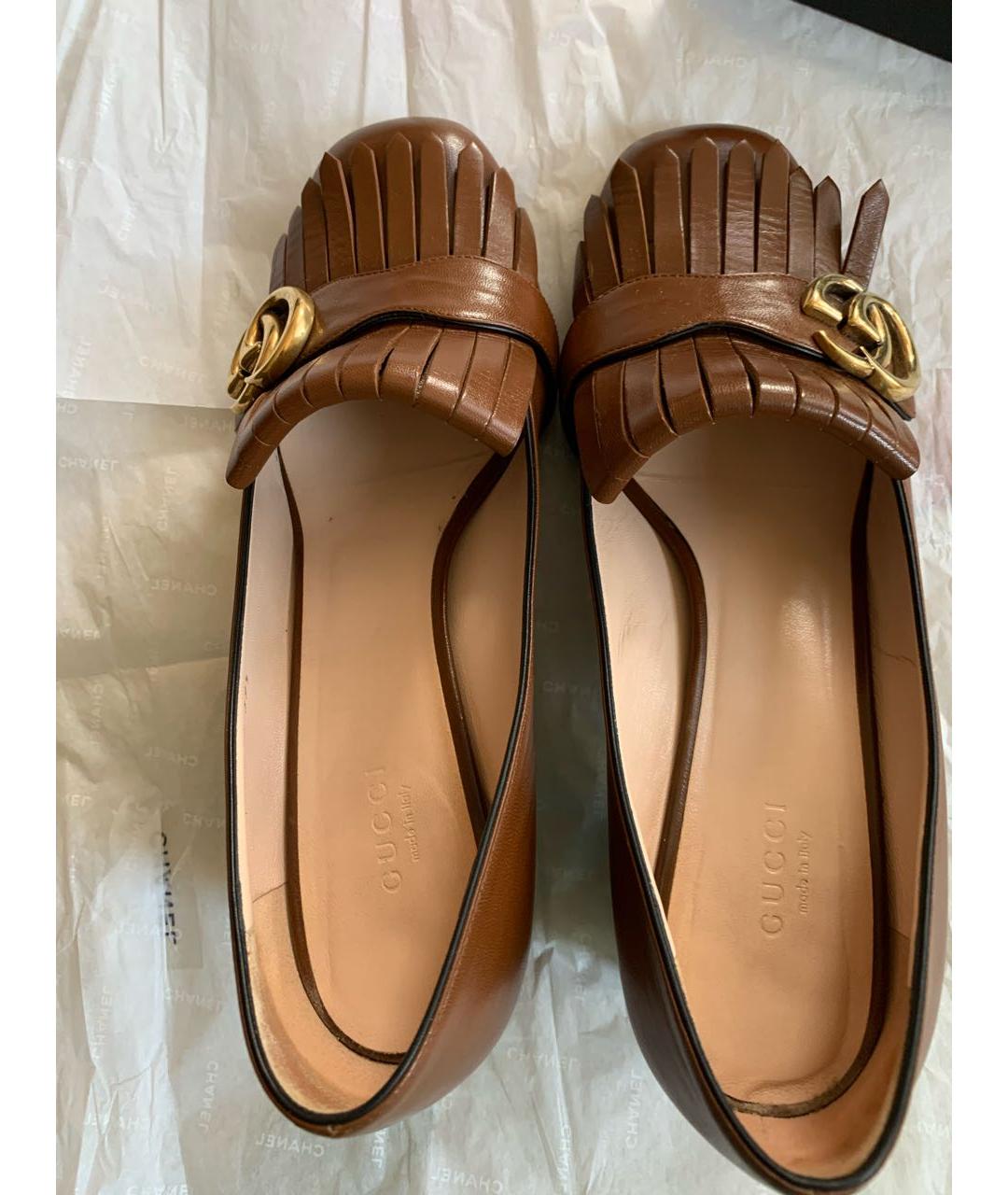 GUCCI Коричневые кожаные туфли, фото 3