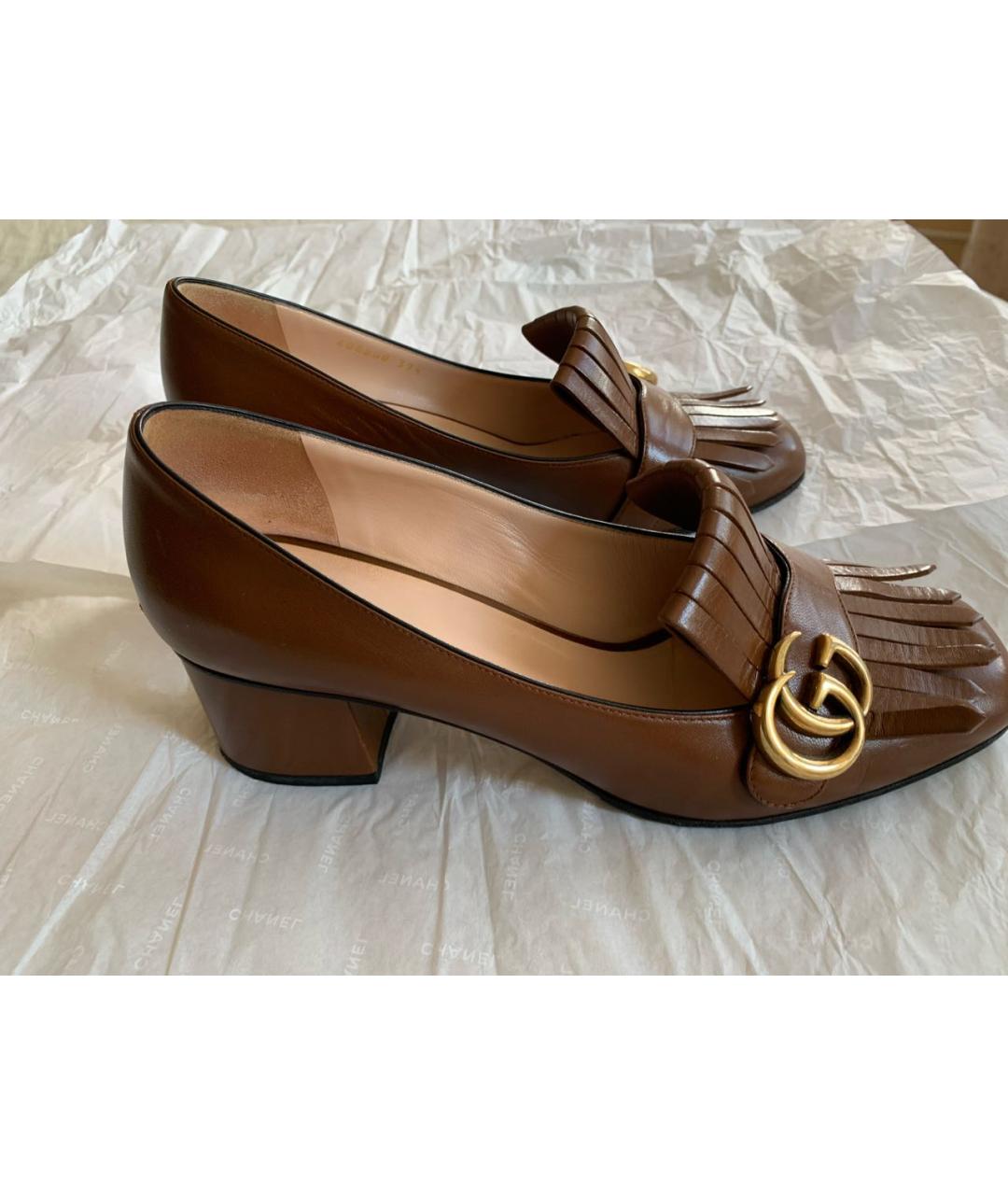 GUCCI Коричневые кожаные туфли, фото 8