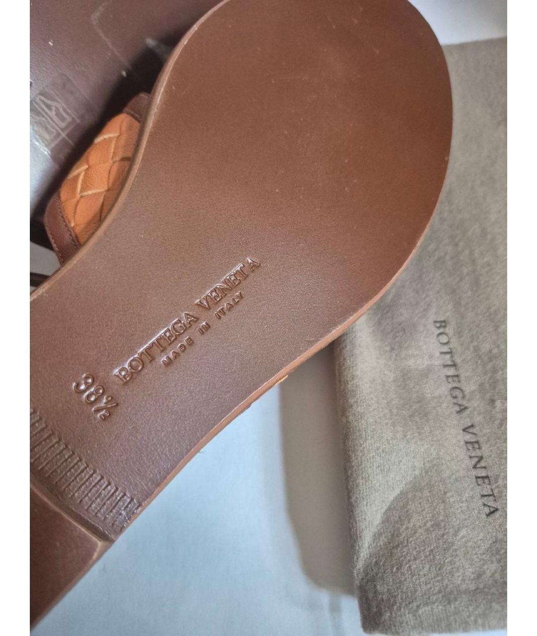 BOTTEGA VENETA Коричневые кожаные сандалии, фото 9