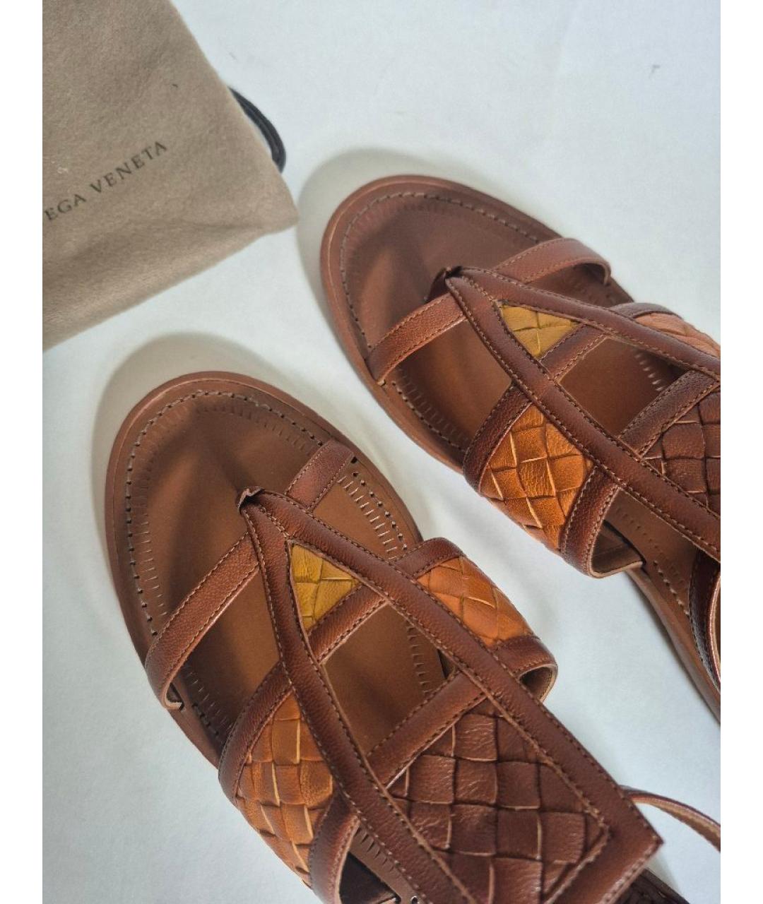 BOTTEGA VENETA Коричневые кожаные сандалии, фото 8