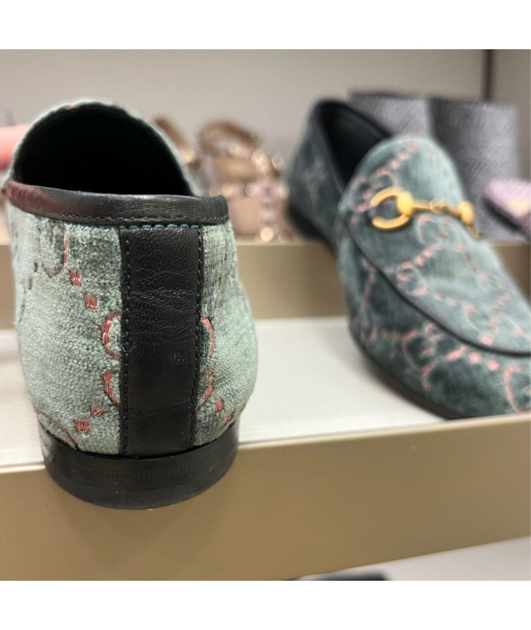GUCCI Зеленые бархатные лоферы, фото 3