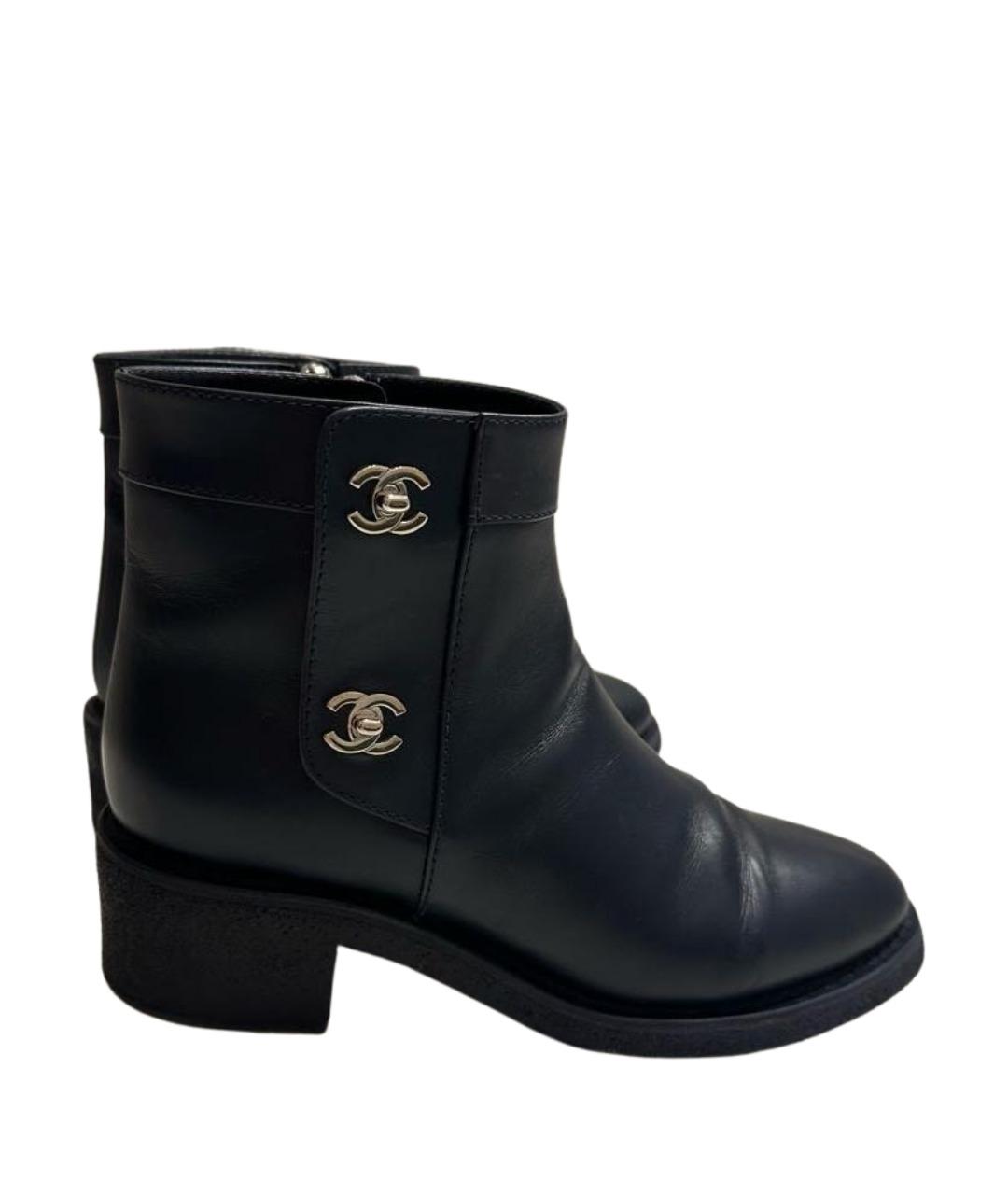 CHANEL Синие кожаные ботинки, фото 1