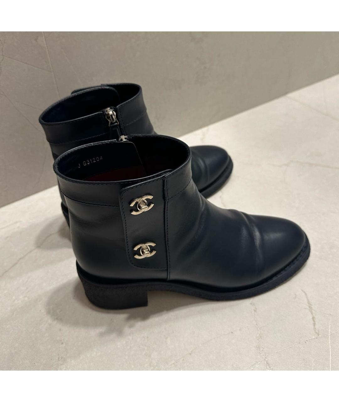 CHANEL Синие кожаные ботинки, фото 8