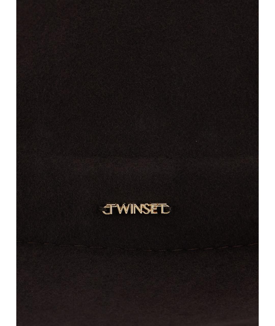 TWIN-SET Коричневая шерстяная шляпа, фото 3