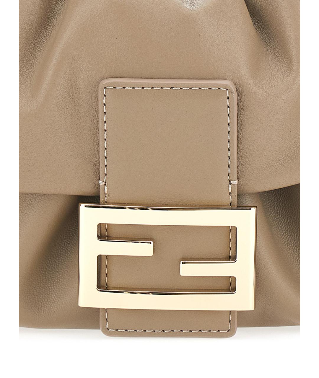 FENDI Бежевая кожаная сумка через плечо, фото 3