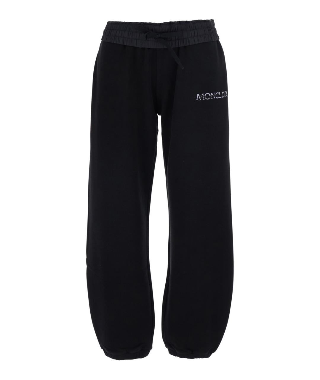MONCLER Черные хлопковые прямые брюки, фото 1