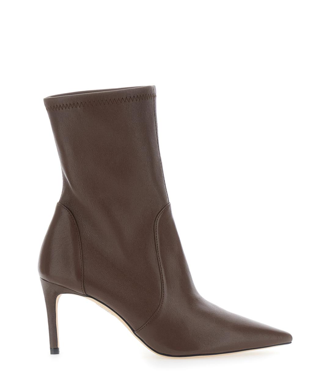 STUART WEITZMAN Коричневые кожаные ботильоны, фото 1