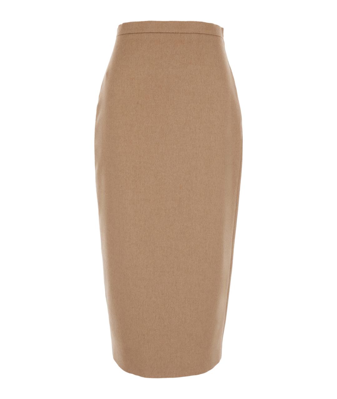 MAX MARA Бежевая шерстяная юбка миди, фото 1