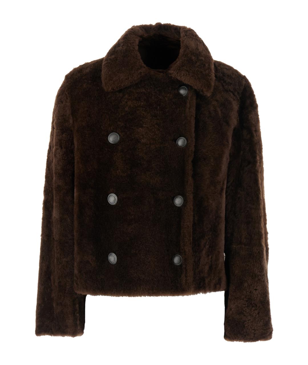 BRUNELLO CUCINELLI Коричневая меховая шуба, фото 1