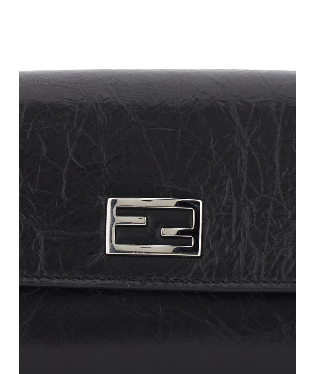 FENDI Черная кожаная сумка через плечо, фото 3