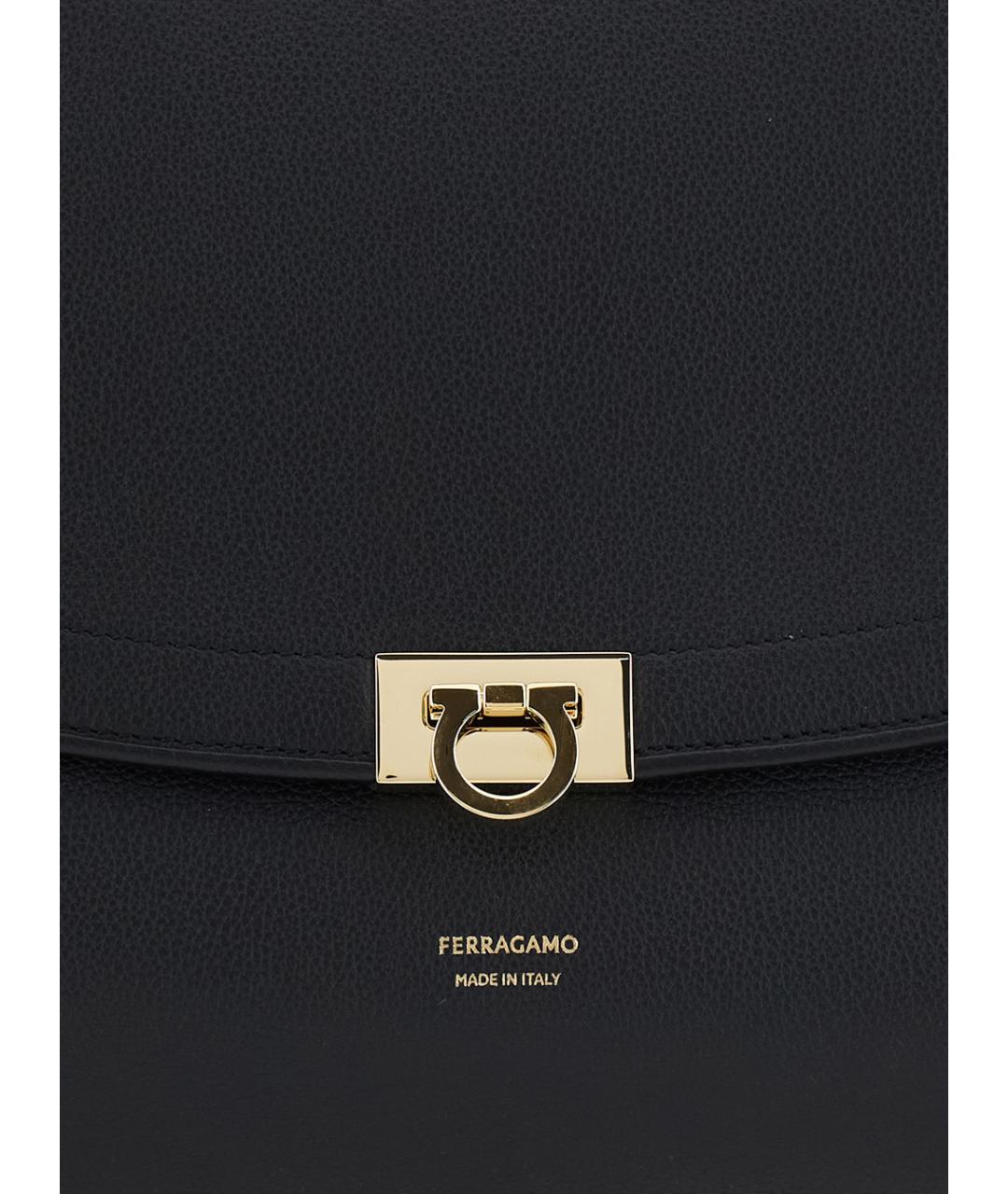 FERRAGAMO Черная кожаная сумка через плечо, фото 3