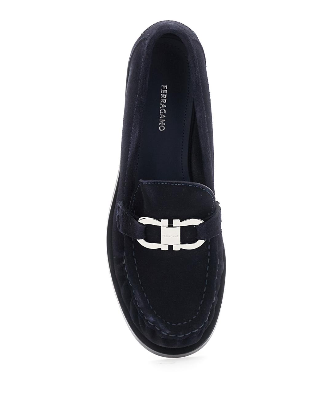FERRAGAMO Синие кожаные лоферы, фото 4