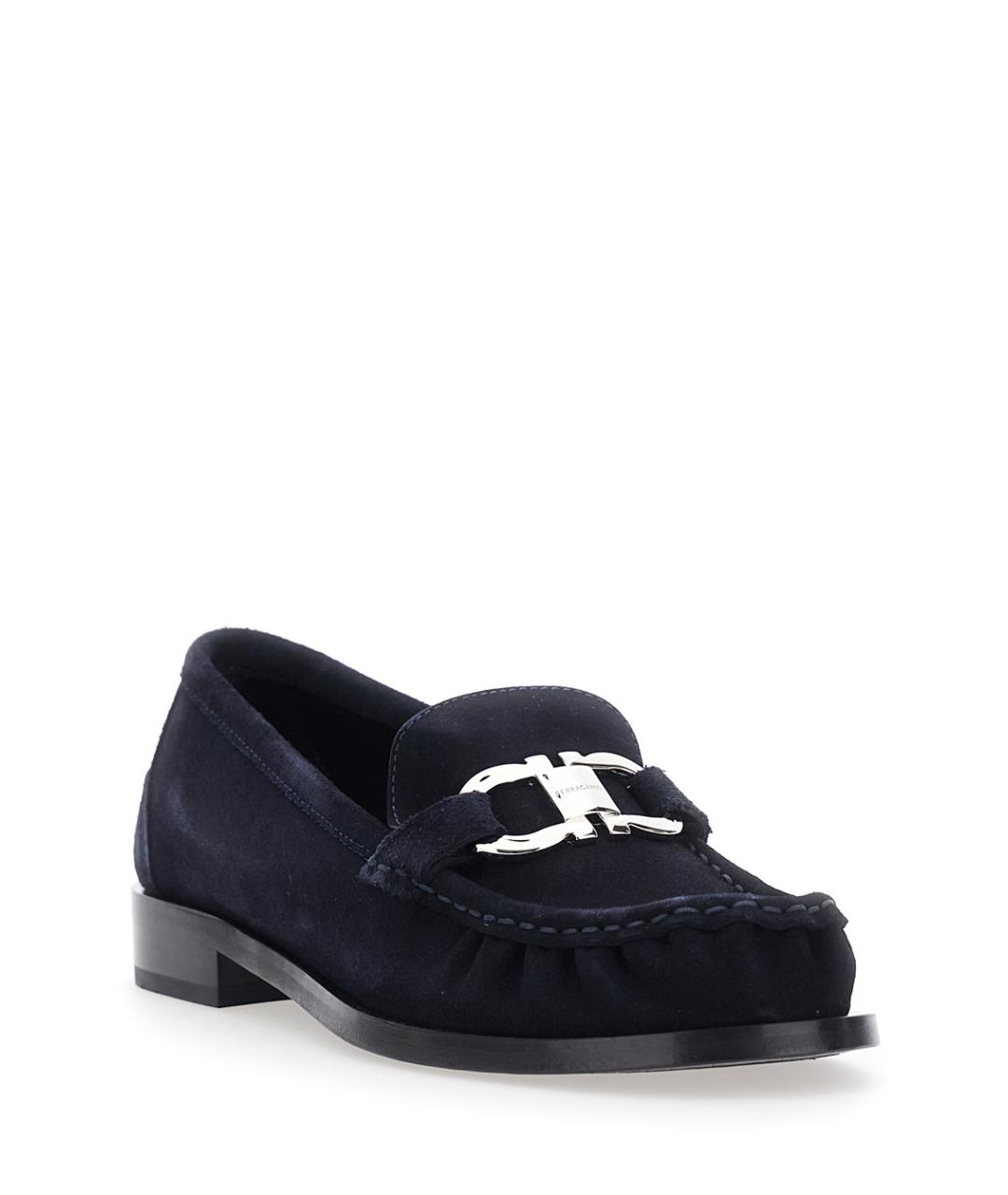 FERRAGAMO Синие кожаные лоферы, фото 2