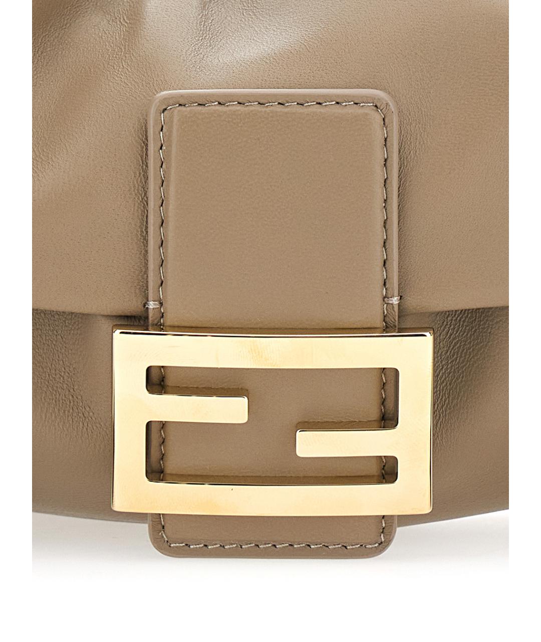 FENDI Бежевая кожаная сумка через плечо, фото 3