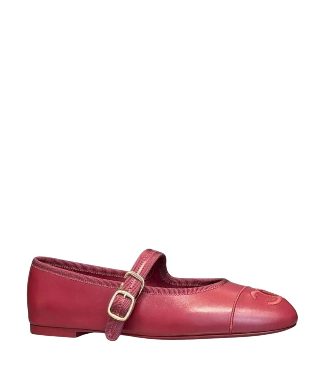 CHANEL Бордовые кожаные балетки, фото 1