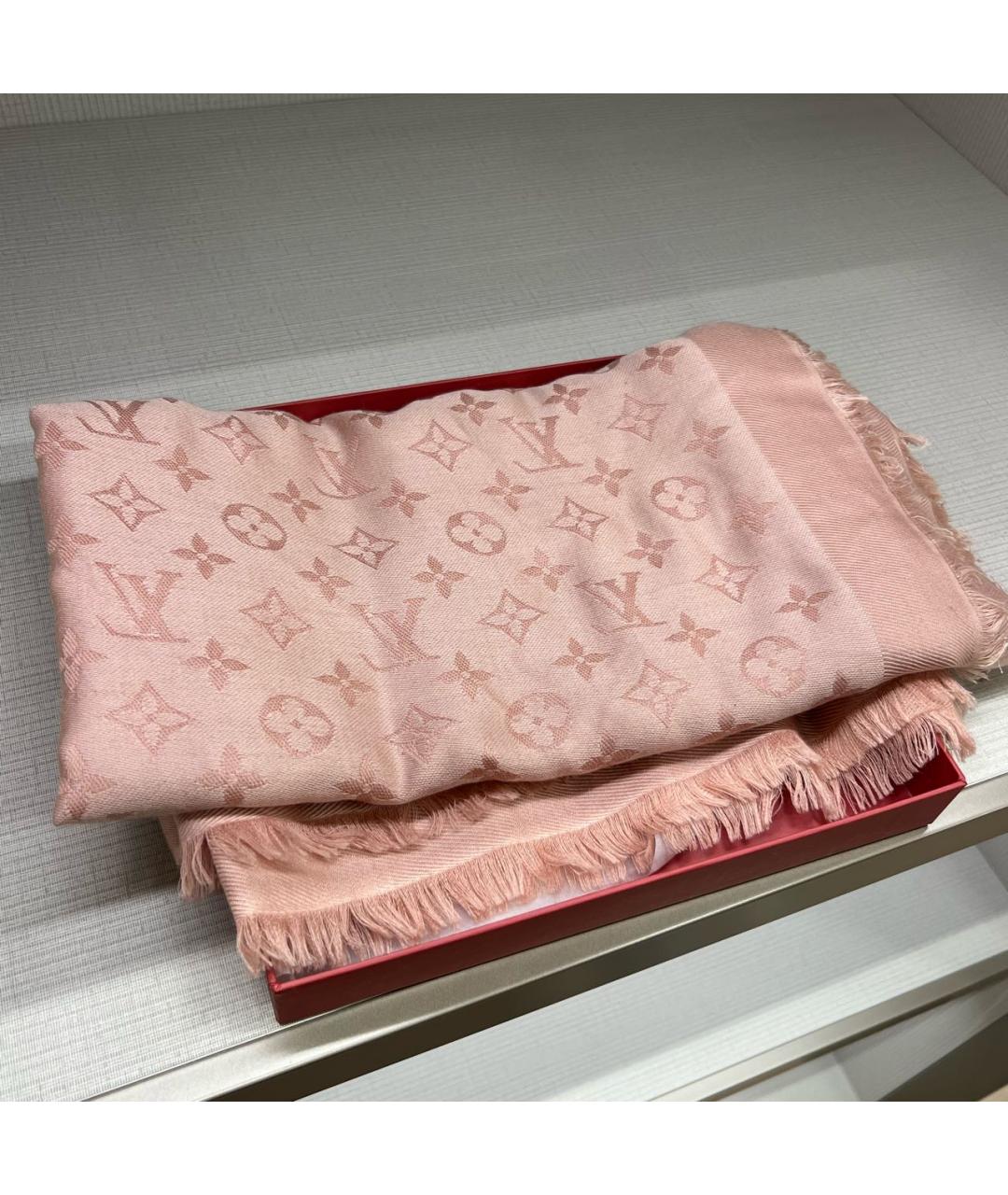LOUIS VUITTON Коралловый шелковый платок, фото 4