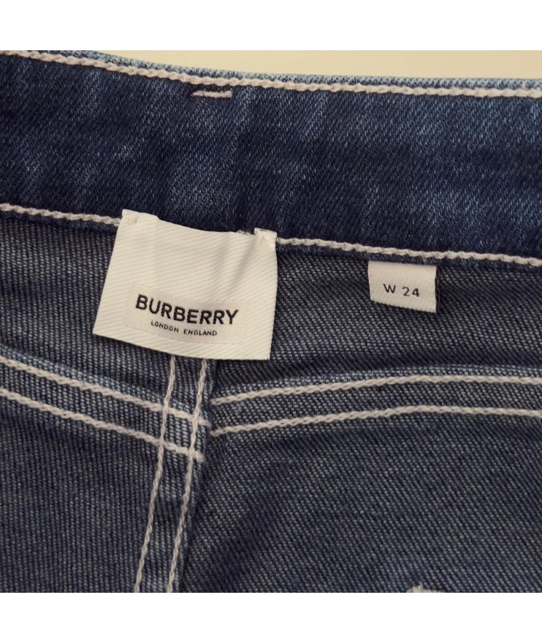 BURBERRY Синие хлопко-эластановые джинсы слим, фото 5