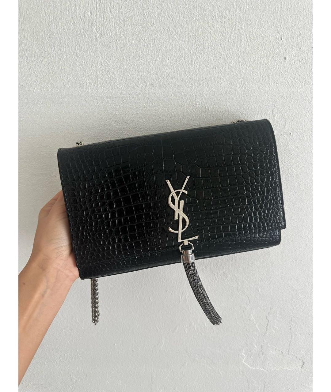 SAINT LAURENT Черная кожаная сумка через плечо, фото 2