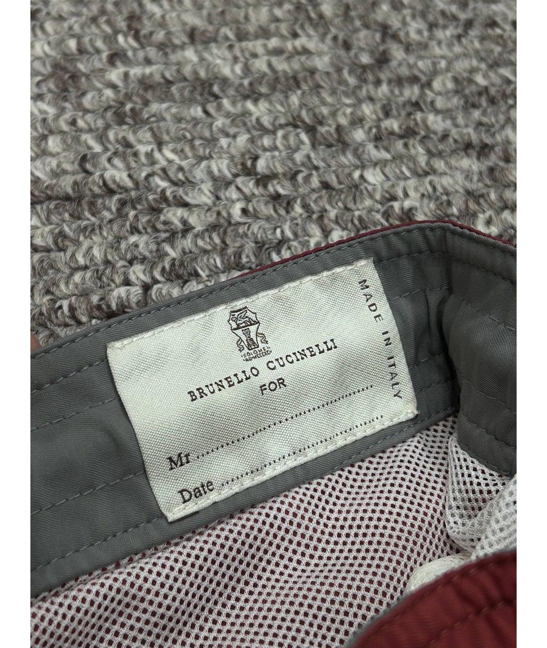 BRUNELLO CUCINELLI Бордовые полиэстеровые шорты, фото 5