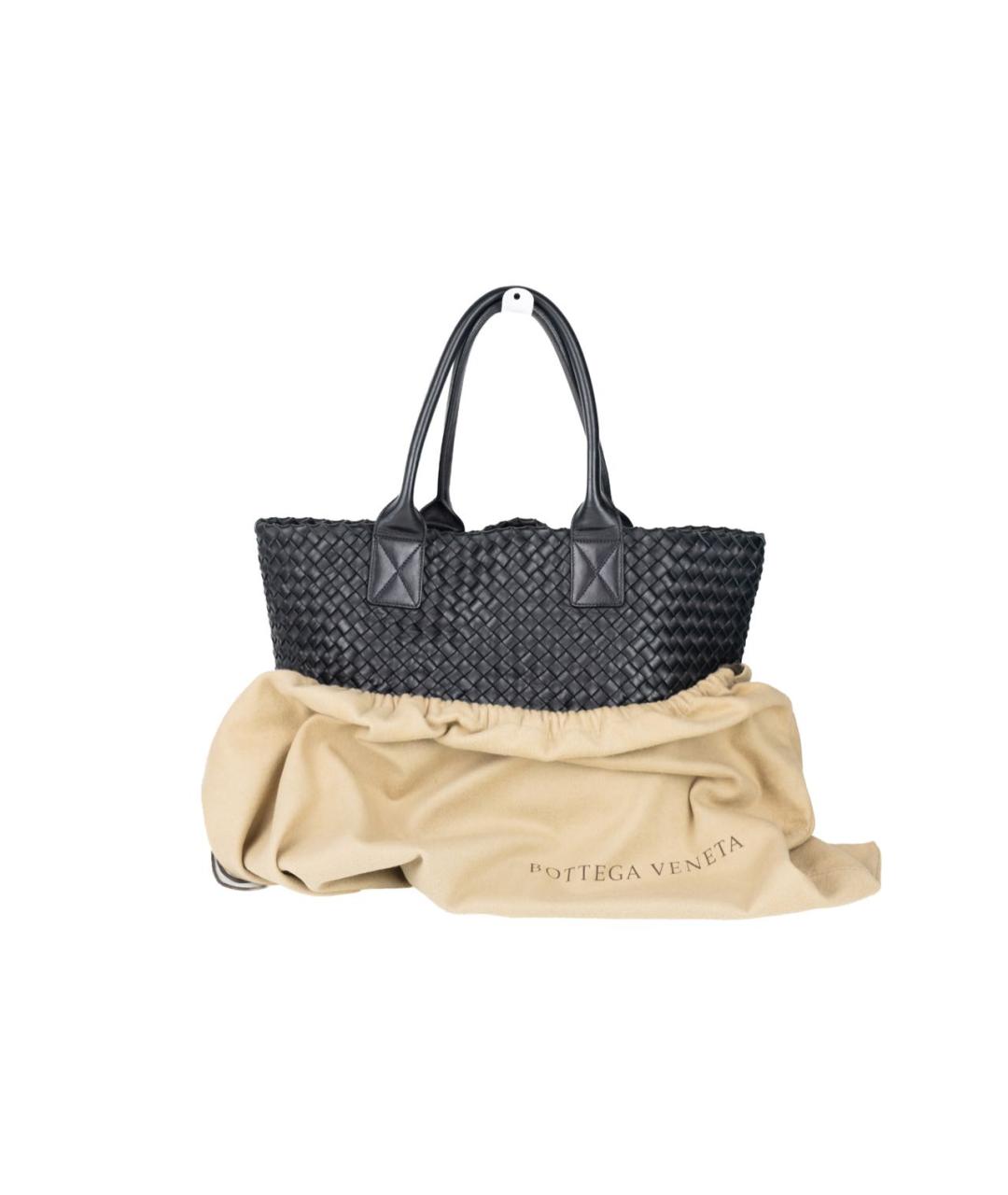 BOTTEGA VENETA Черная кожаная сумка тоут, фото 6