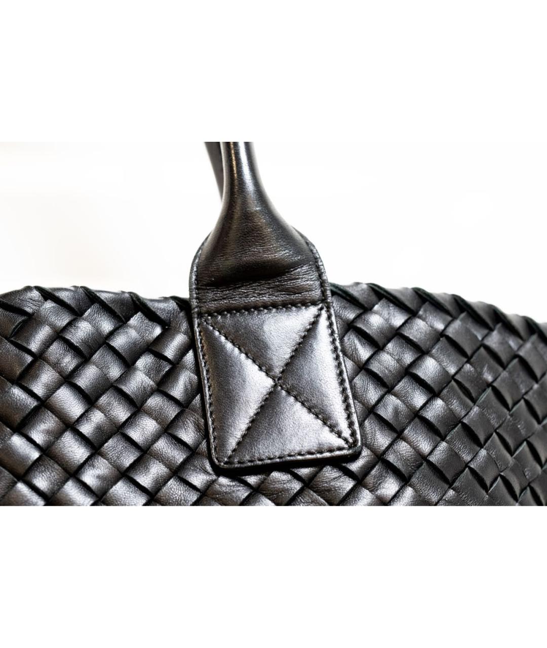 BOTTEGA VENETA Черная кожаная сумка тоут, фото 8