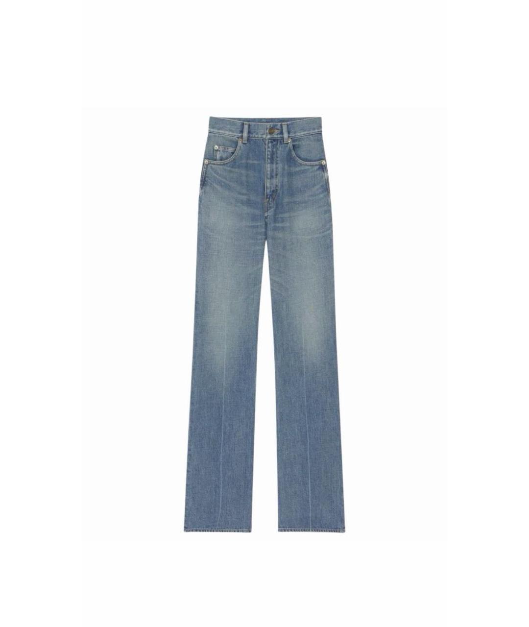 SAINT LAURENT Голубые хлопковые прямые джинсы, фото 1