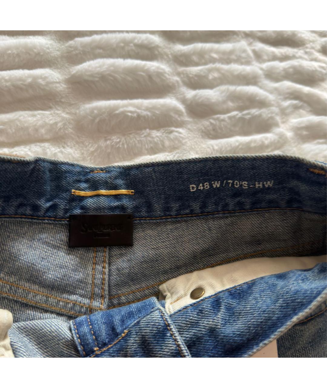 SAINT LAURENT Голубые хлопковые прямые джинсы, фото 3