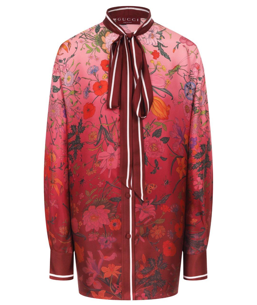GUCCI Красная шелковая блузы, фото 1