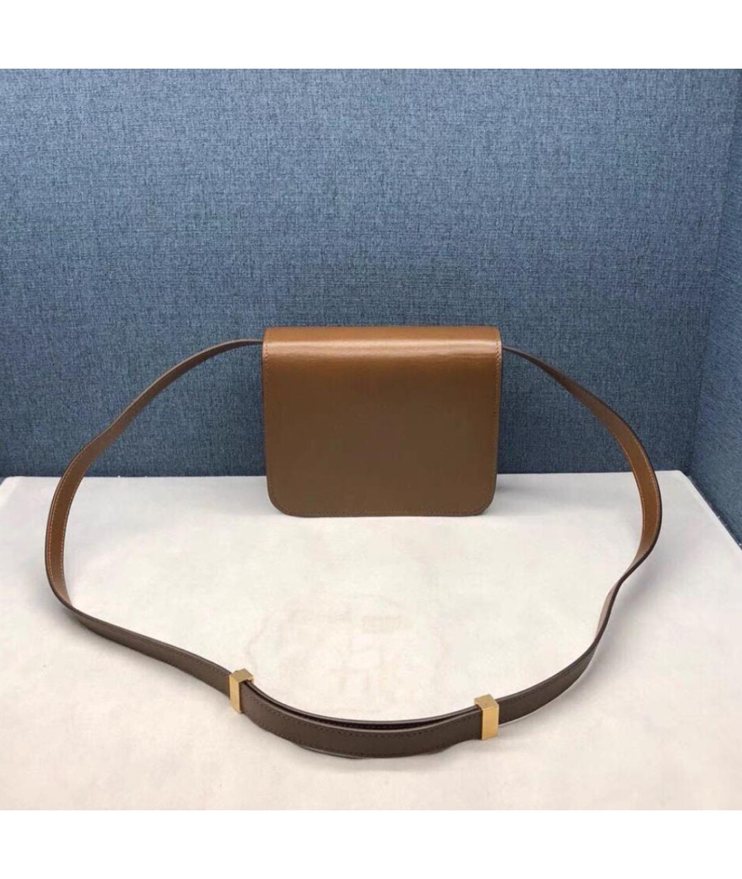 CELINE Коричневая кожаная сумка через плечо, фото 2