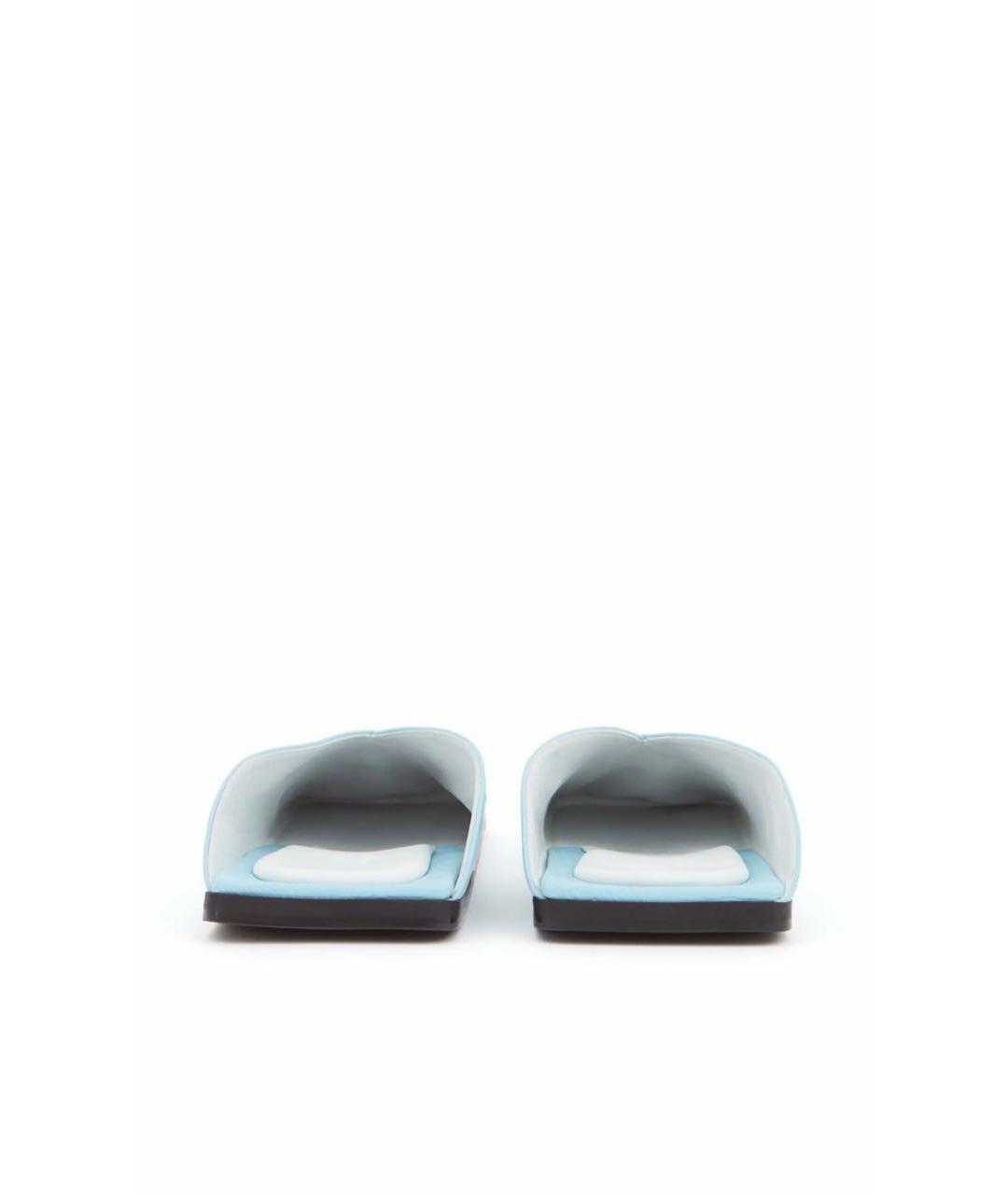 MM6 MAISON MARGIELA Голубые кожаные мюли, фото 5