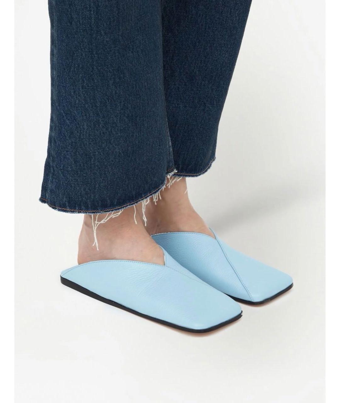 MM6 MAISON MARGIELA Голубые кожаные мюли, фото 2