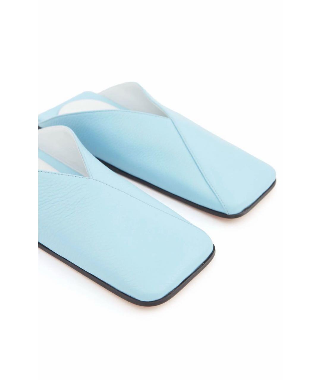 MM6 MAISON MARGIELA Голубые кожаные мюли, фото 4