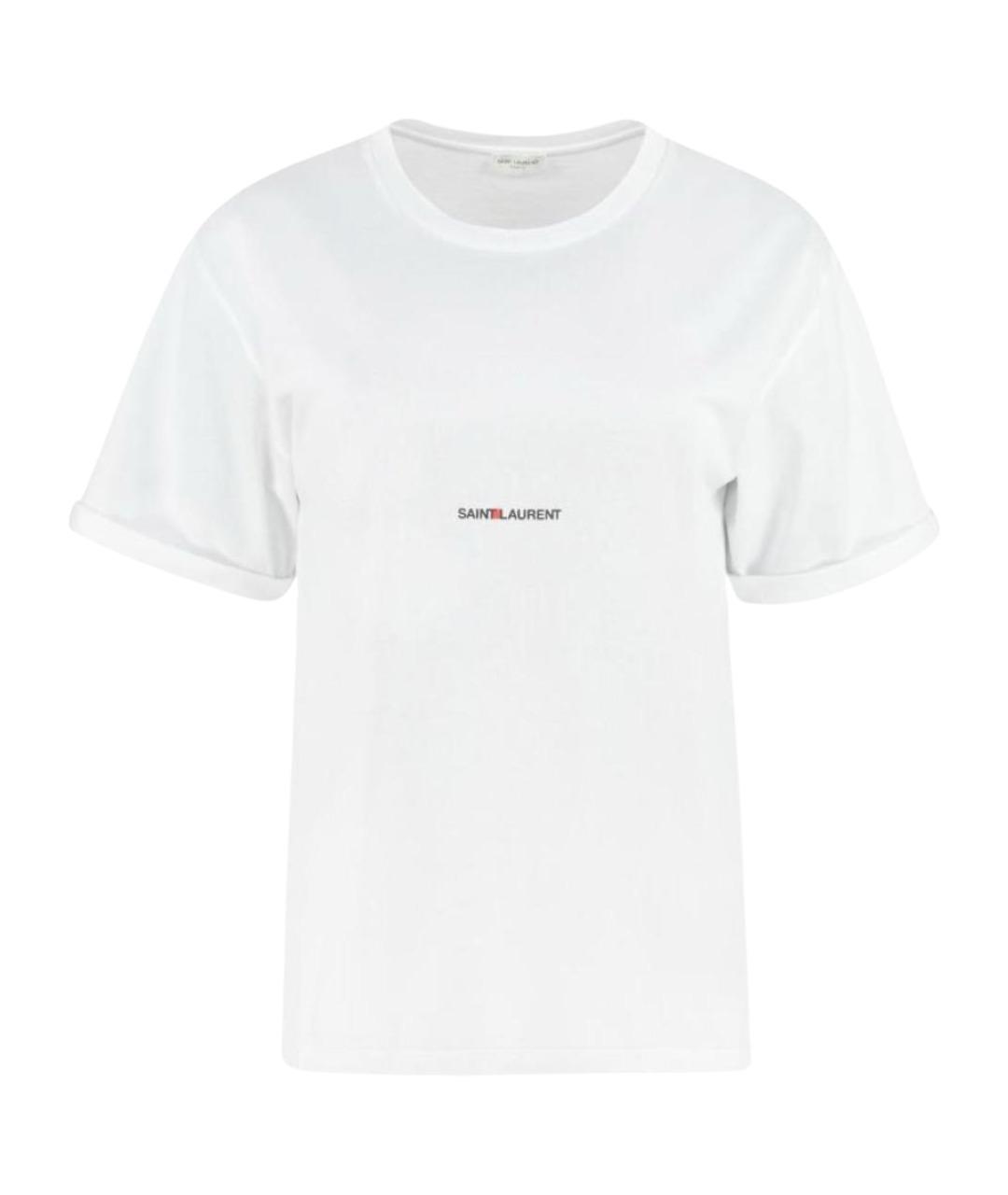 SAINT LAURENT Белая хлопковая футболка, фото 1