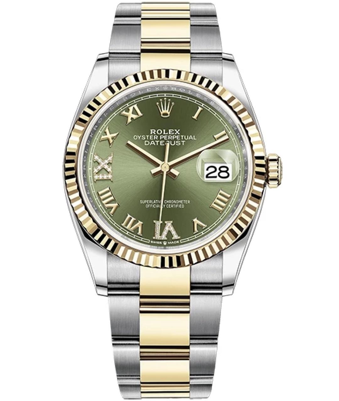 ROLEX Зеленые часы из желтого золота, фото 1