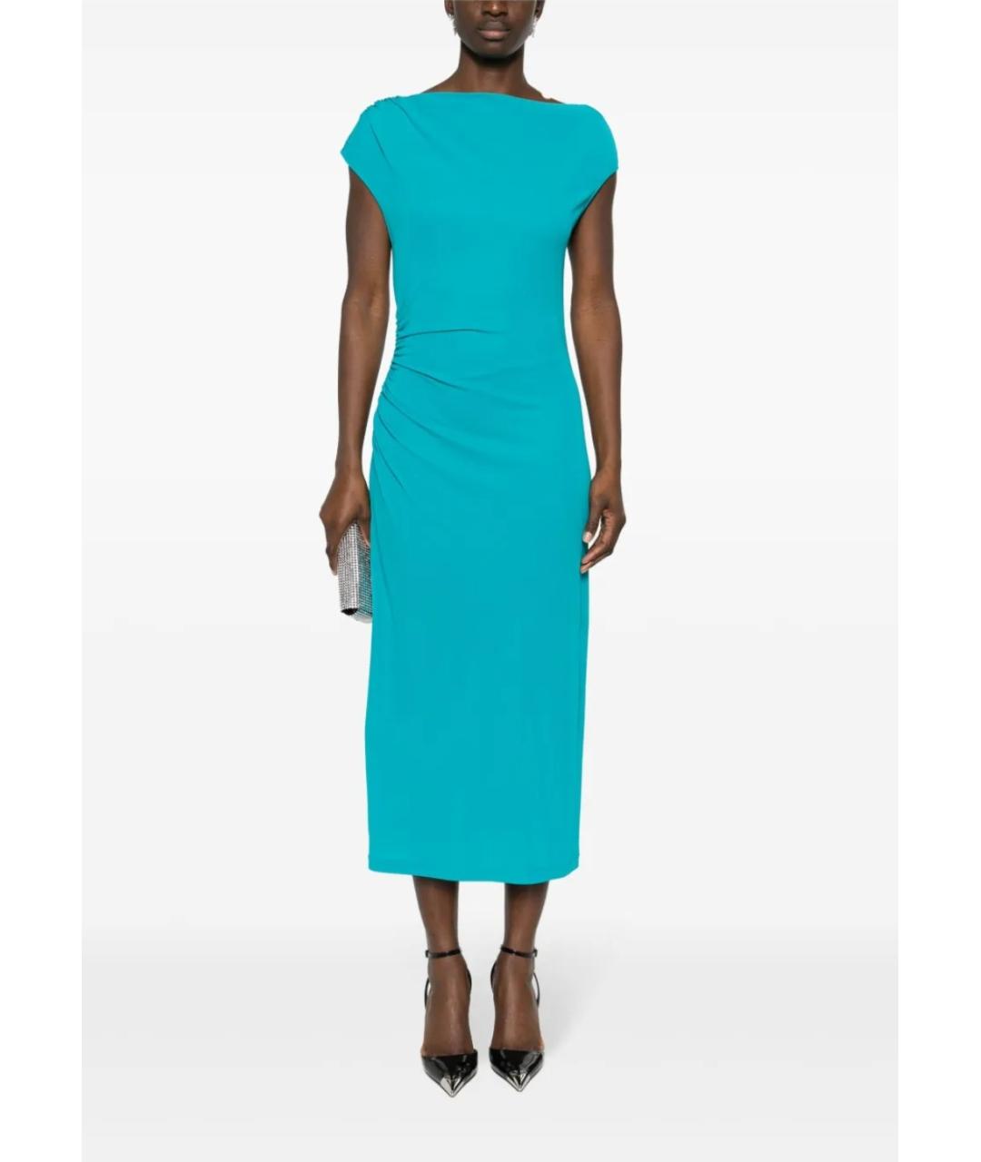 ALBERTA FERRETTI Бирюзовое коктейльное платье, фото 2