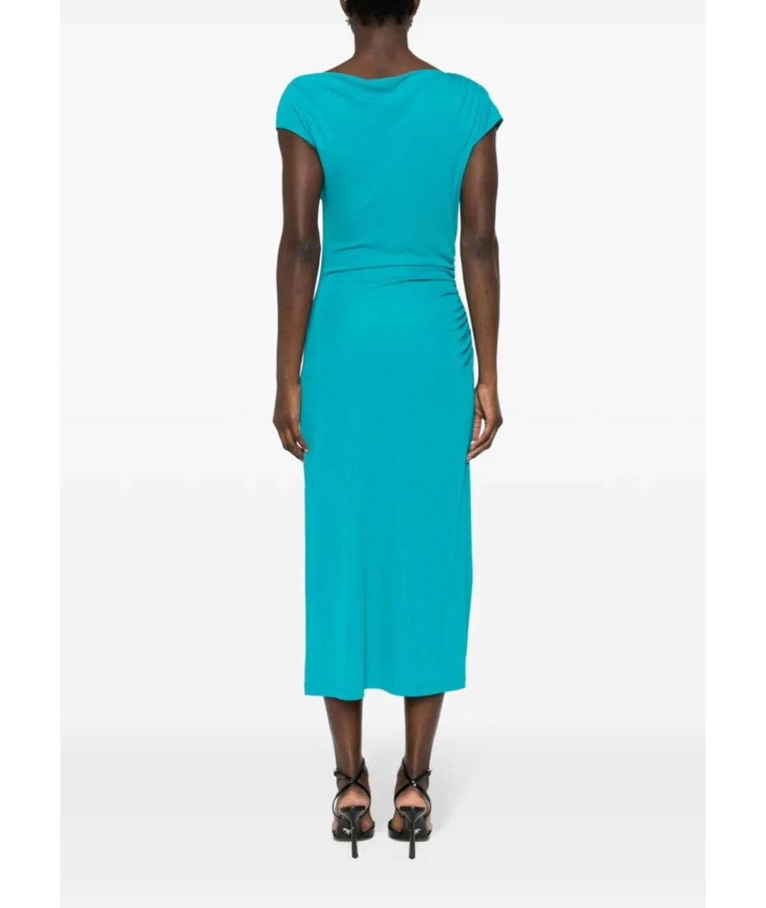 ALBERTA FERRETTI Бирюзовое коктейльное платье, фото 3