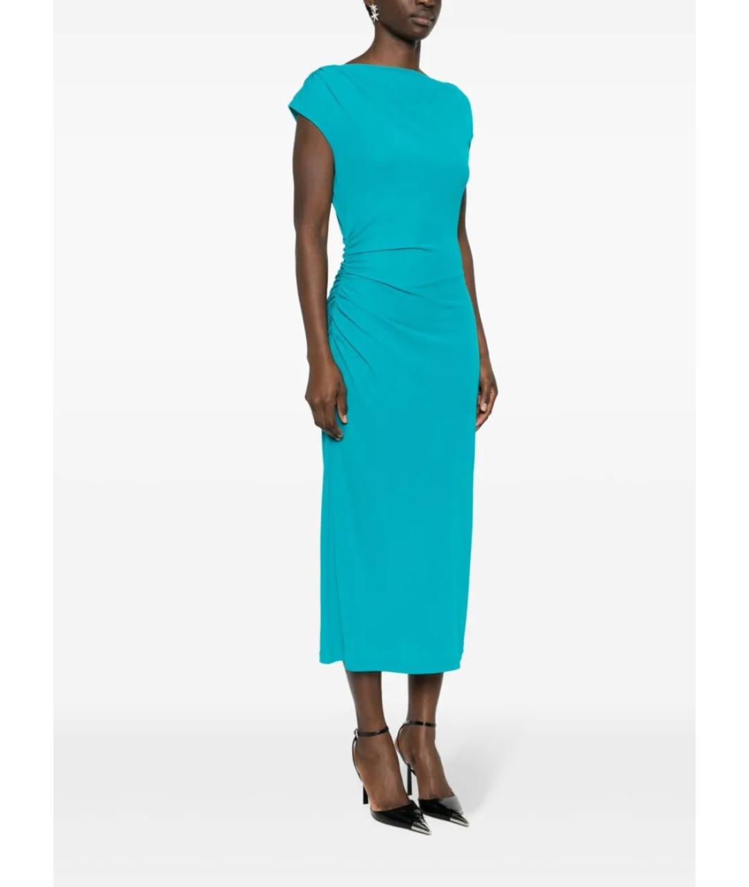 ALBERTA FERRETTI Бирюзовое коктейльное платье, фото 4