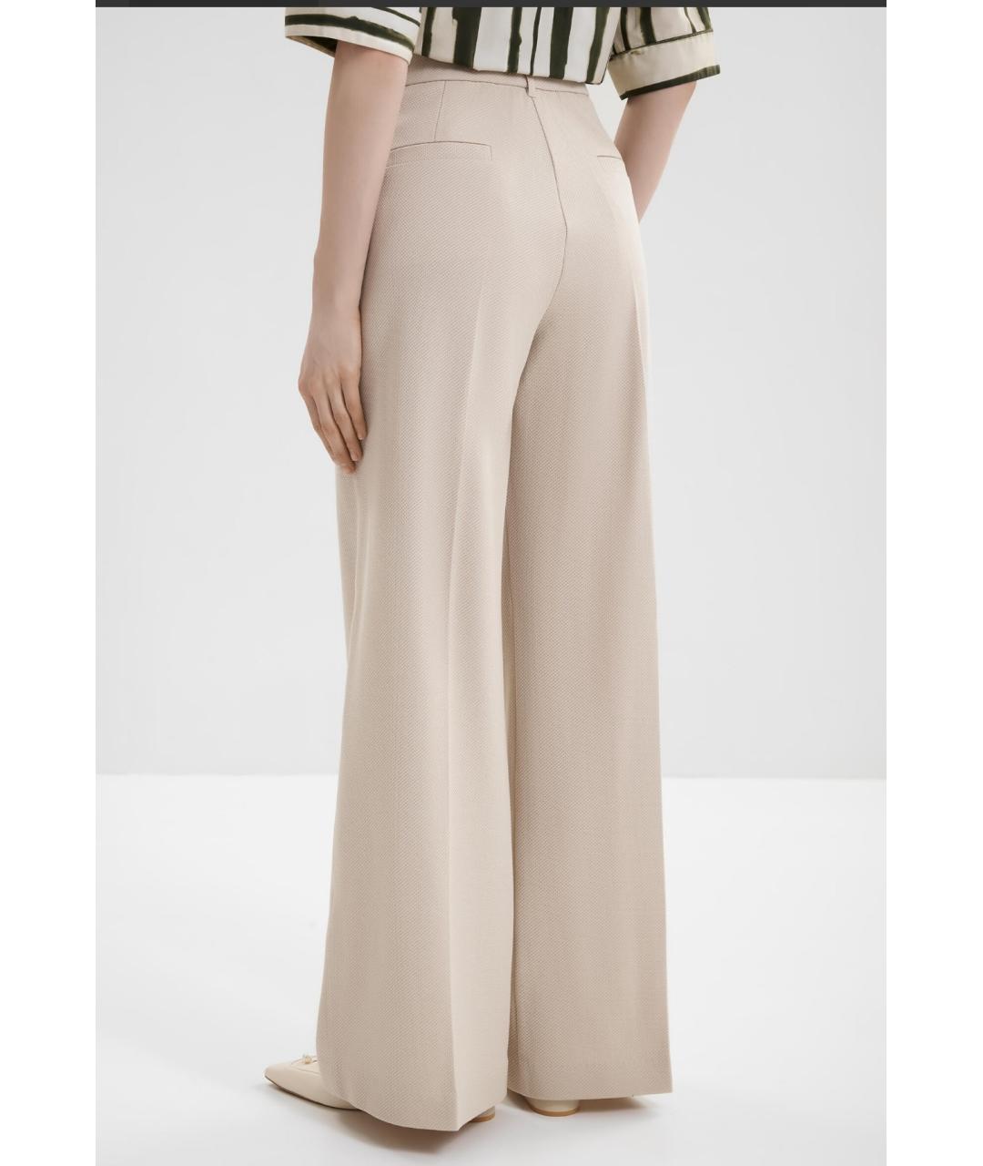 MAX MARA Бежевые полиамидовые брюки широкие, фото 2